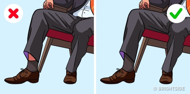  Вашите чорапи треба да бидат доволно долги за да не се гледаат вашите голи нозе кога ќе седите